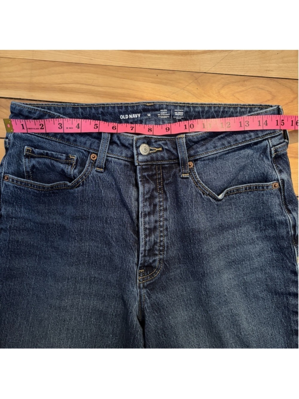 Old Navy High Rise/Button Fly OG Straight Jeans - Size 12 - Picture 5 of 9